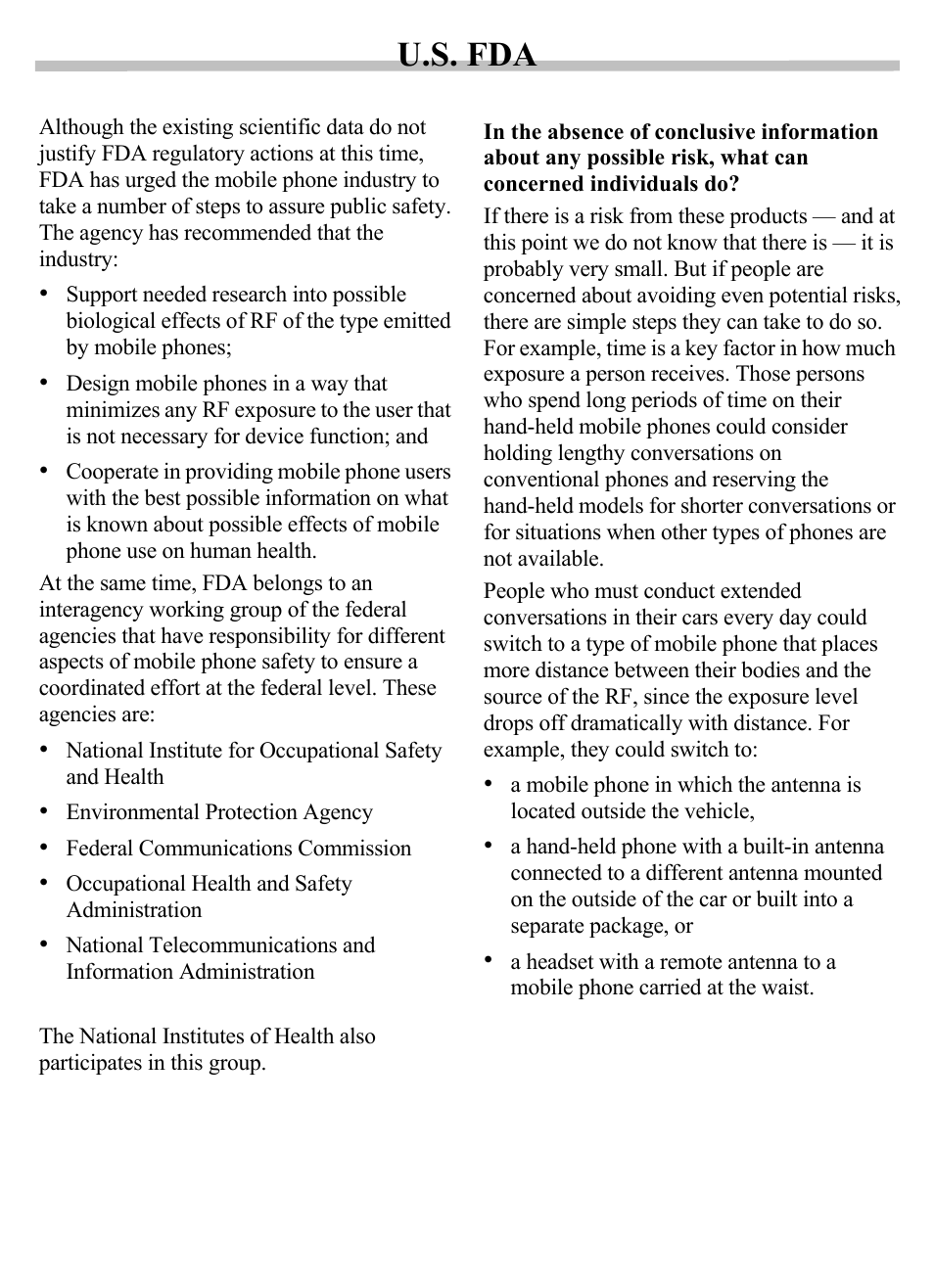 U.s. fda | Siemens SX56 User Manual | Page 132 / 138