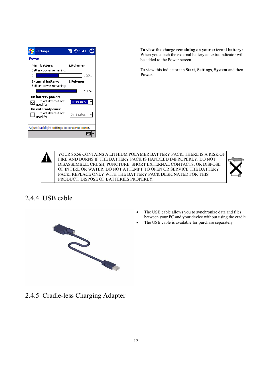 4 usb cable, 5 cradle-less charging adapter | Siemens SX56 User Manual | Page 24 / 138