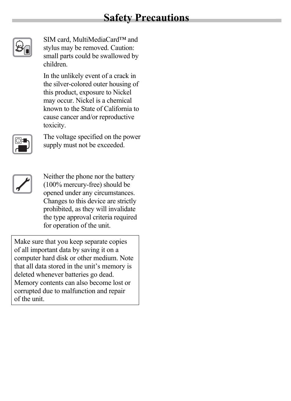 Safety precautions | Siemens SX56 User Manual | Page 3 / 138