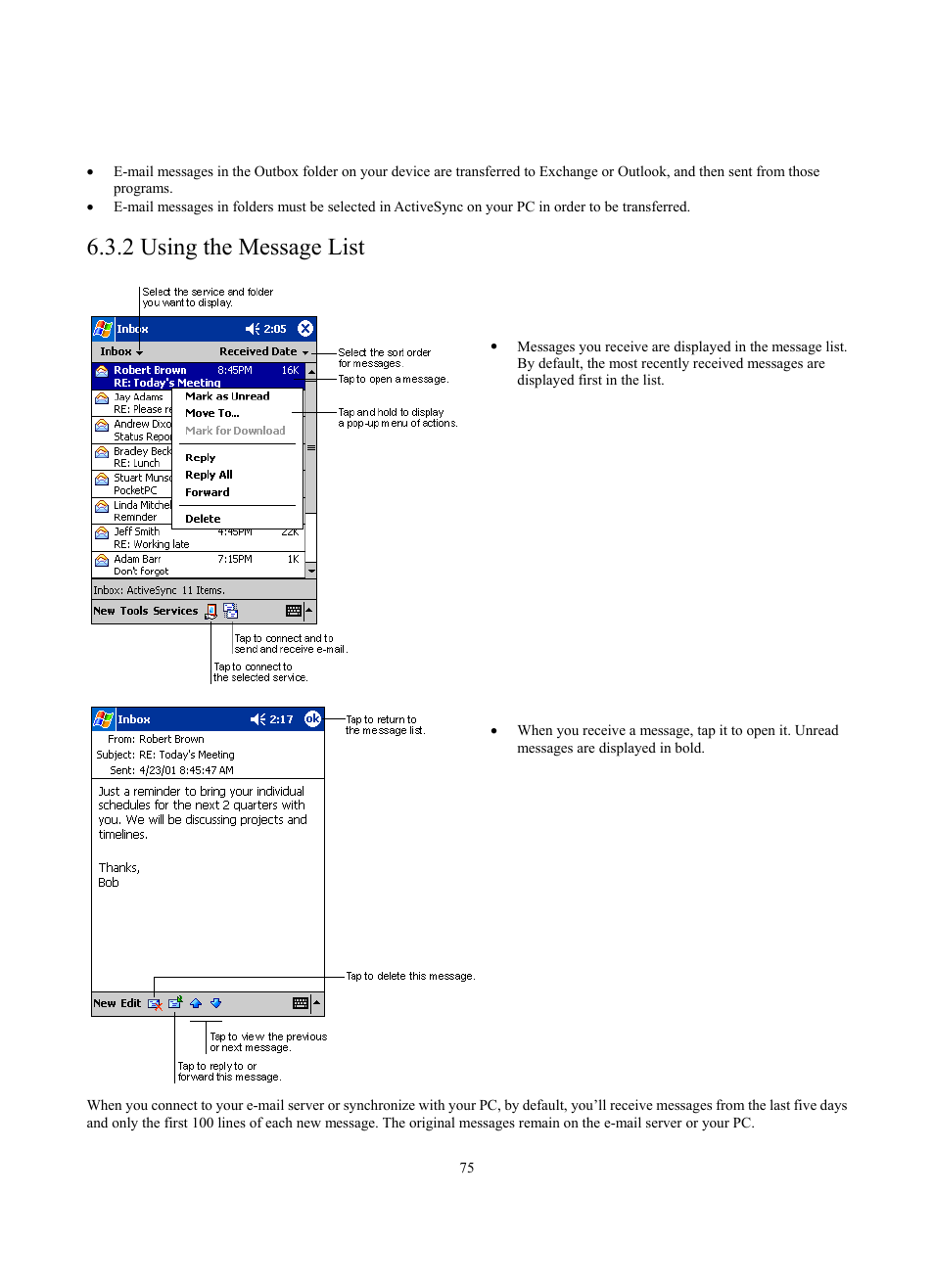 2 using the message list | Siemens SX56 User Manual | Page 87 / 138