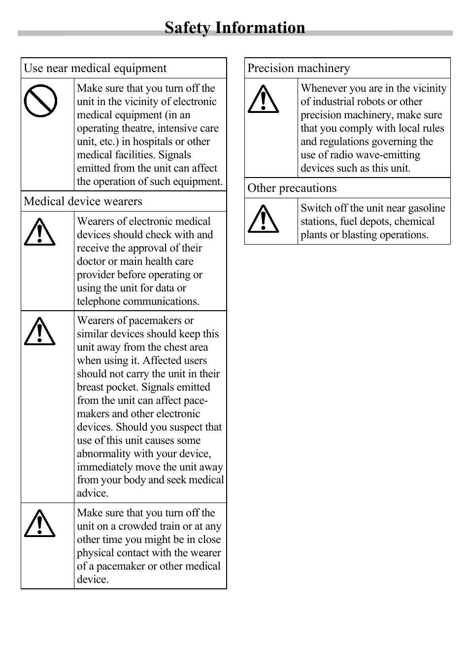 Safety information | Siemens SX56 User Manual | Page 9 / 138