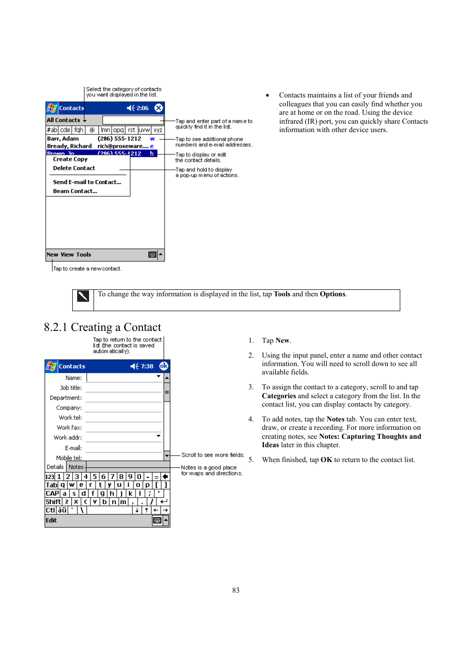 1 creating a contact | Siemens SX56 User Manual | Page 95 / 138