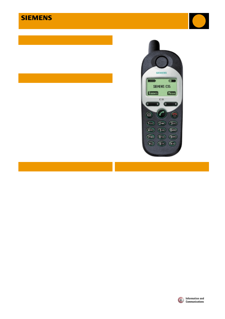 Siemens Mobile Phone C35i User Manual | 2 pages