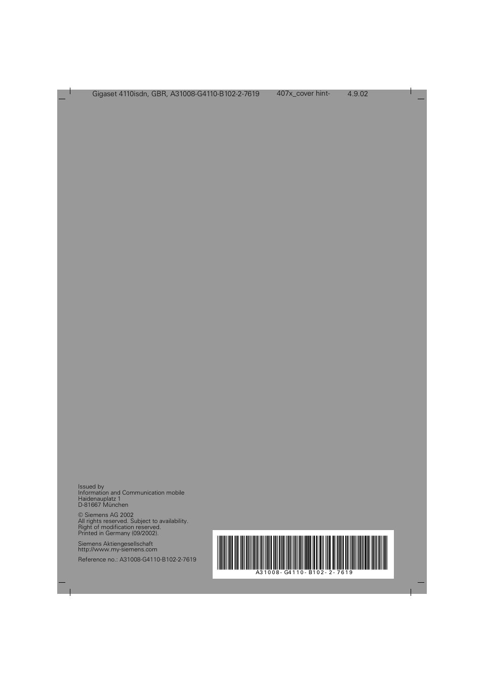 Siemens 4110 User Manual | Page 116 / 116