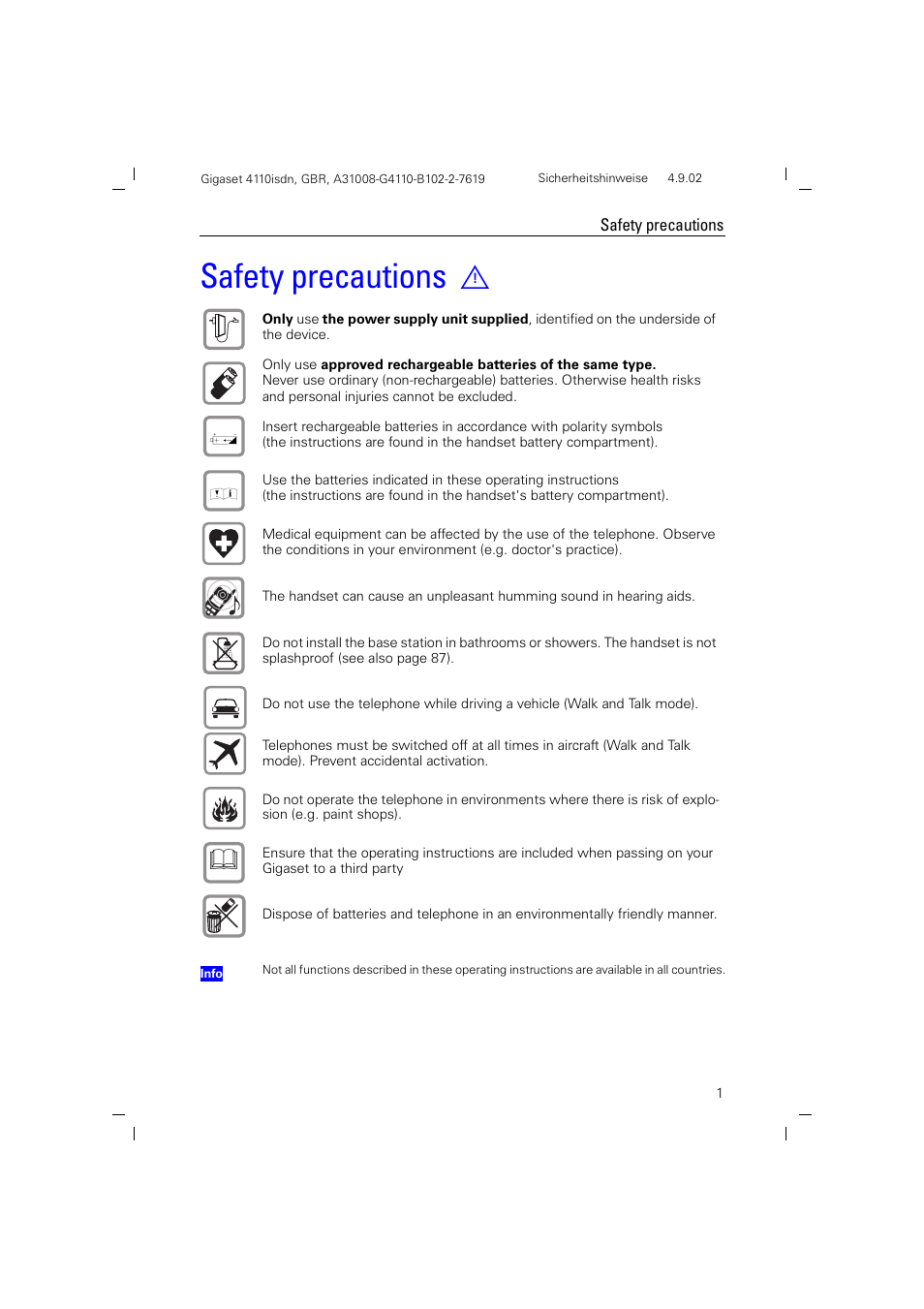 Safety precautions | Siemens 4110 User Manual | Page 2 / 116