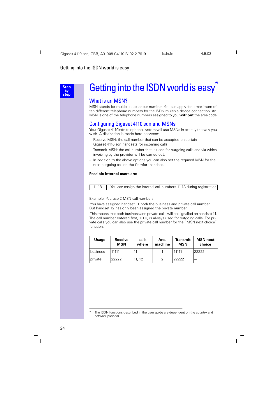 Getting into the isdn world iseasy, What is an msn, Configuring gigaset 4110isdn and msns | Getting into the isdn world is easy | Siemens 4110 User Manual | Page 25 / 116