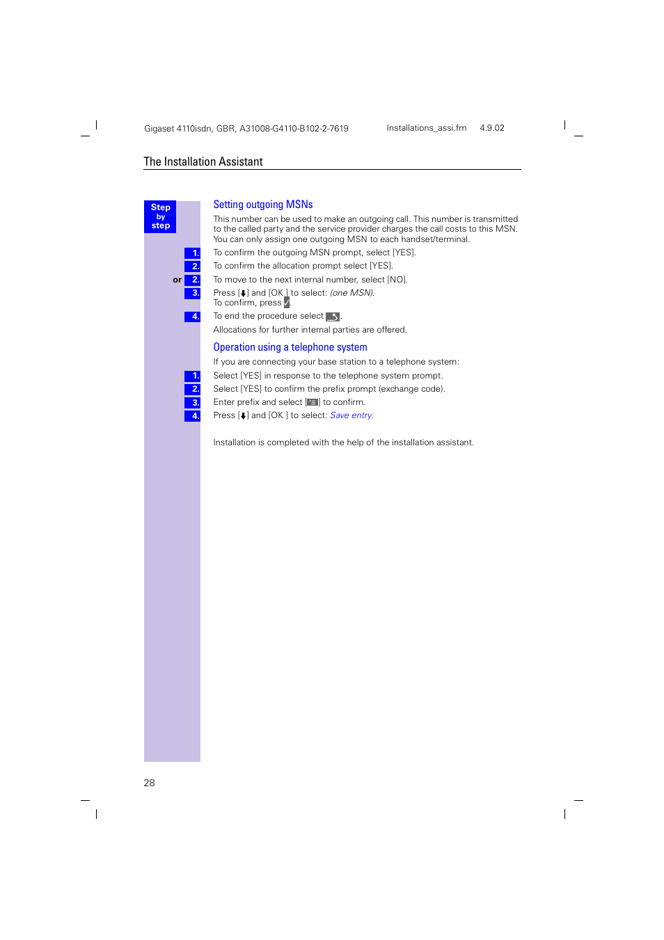 The installation assistant | Siemens 4110 User Manual | Page 29 / 116