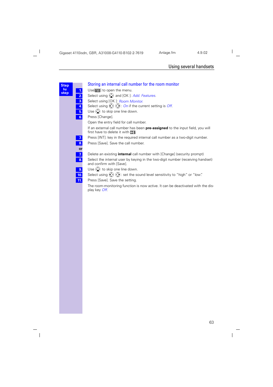 Using several handsets | Siemens 4110 User Manual | Page 64 / 116