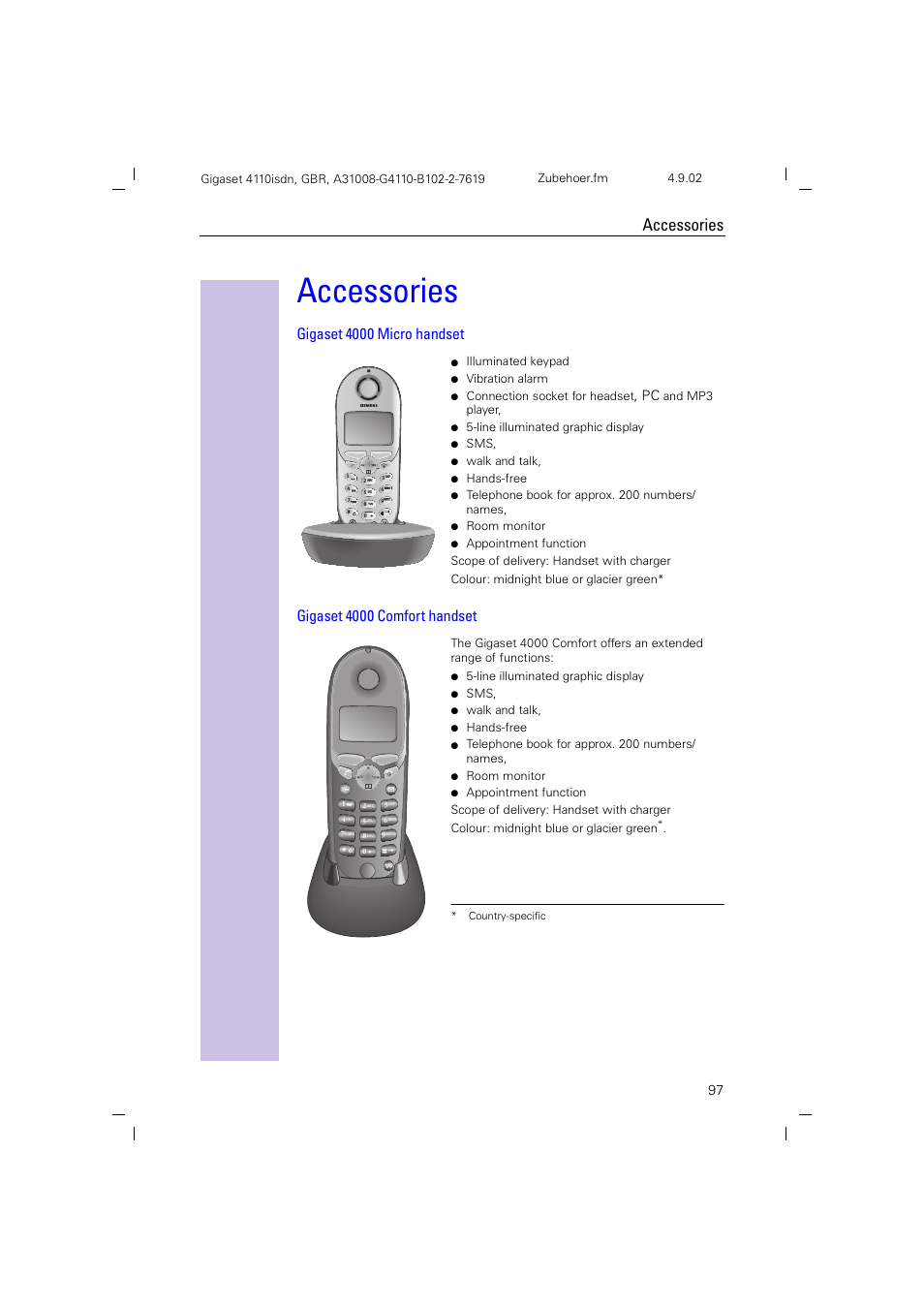 Accessories | Siemens 4110 User Manual | Page 98 / 116