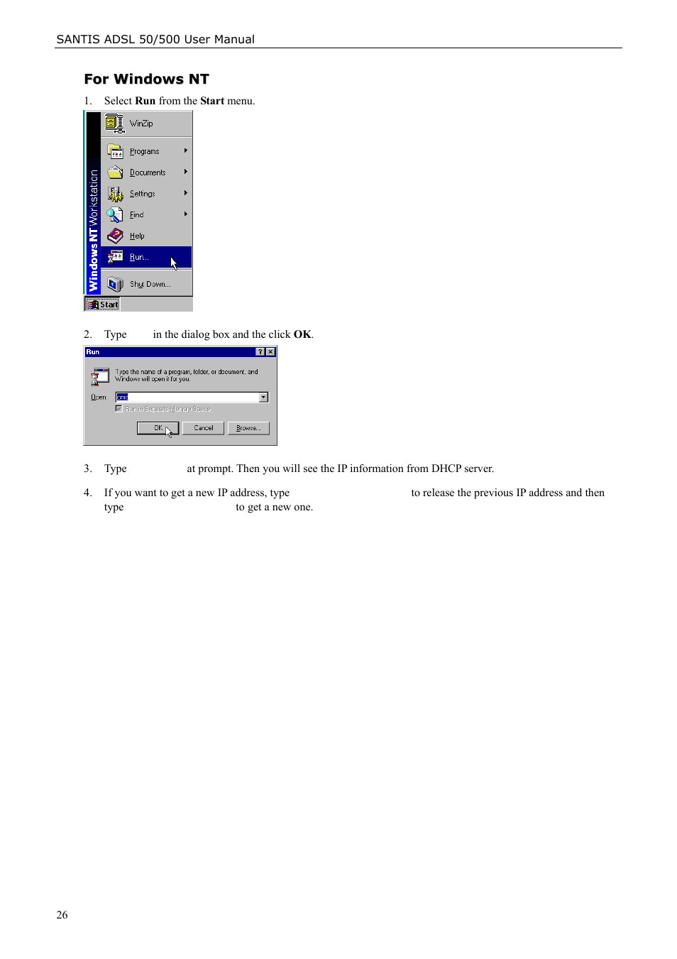 For windows nt | Siemens ADSL 50 User Manual | Page 26 / 73