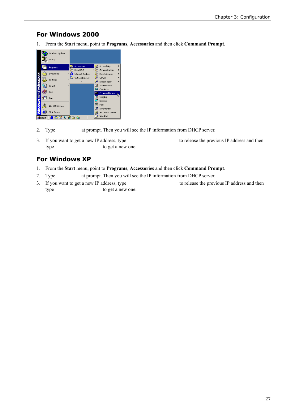 For windows 2000, For windows xp | Siemens ADSL 50 User Manual | Page 27 / 73