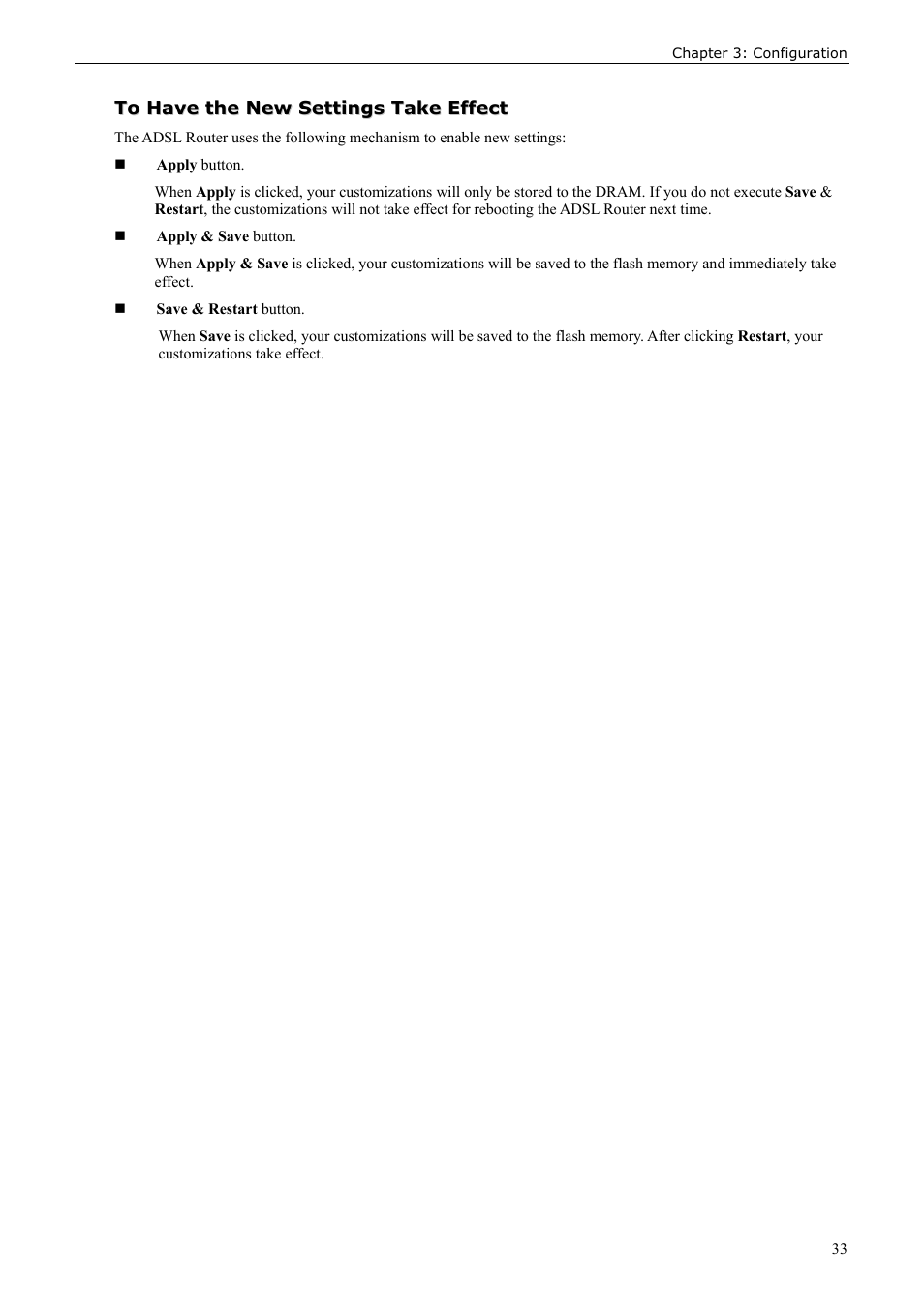 To have the new settings take effect | Siemens ADSL 50 User Manual | Page 33 / 73