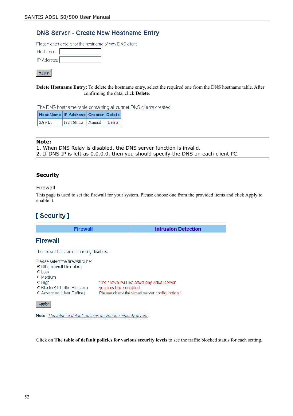 Security, Firewall | Siemens ADSL 50 User Manual | Page 52 / 73