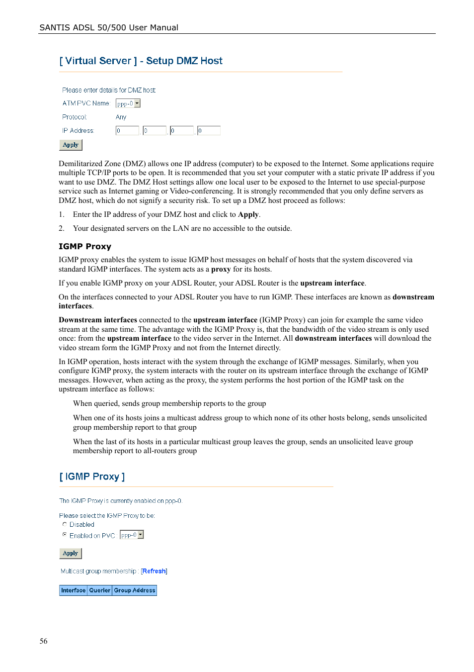 Igmp proxy | Siemens ADSL 50 User Manual | Page 56 / 73