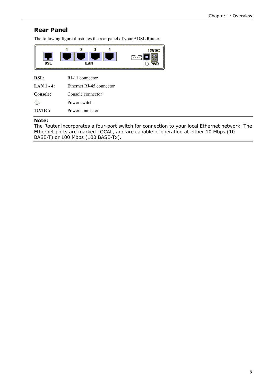 Rear panel | Siemens ADSL 50 User Manual | Page 9 / 73