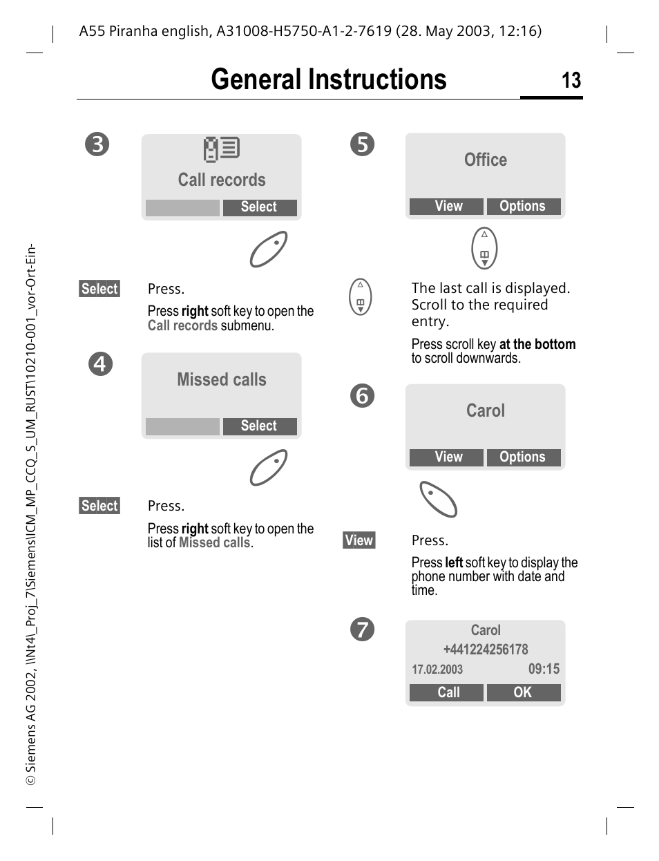 General instructions | Siemens A55 User Manual | Page 14 / 97