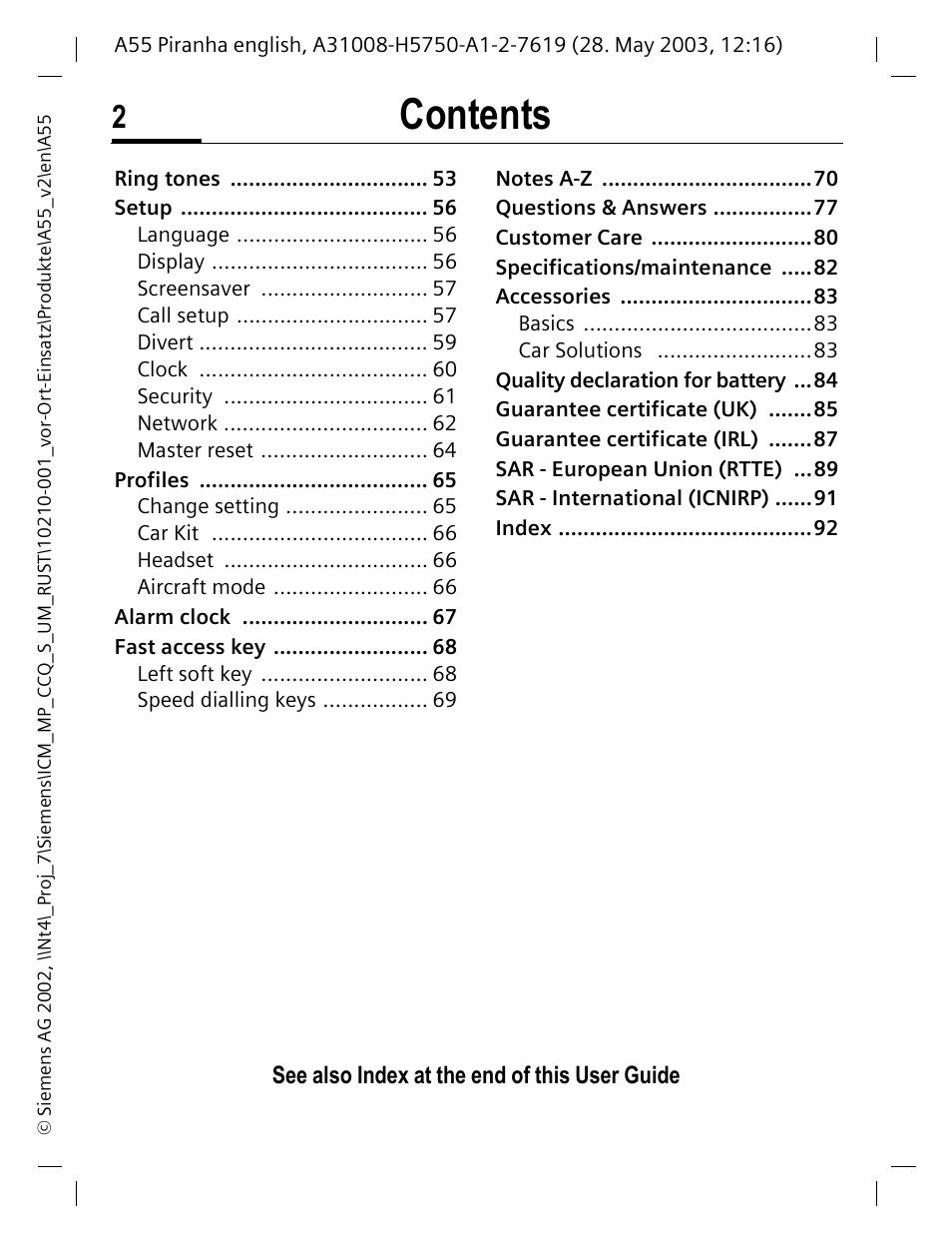 Siemens A55 User Manual | Page 3 / 97