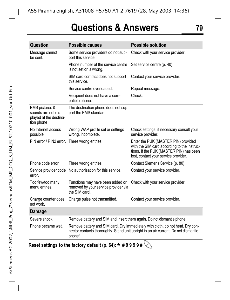 Questions & answers | Siemens A55 User Manual | Page 80 / 97