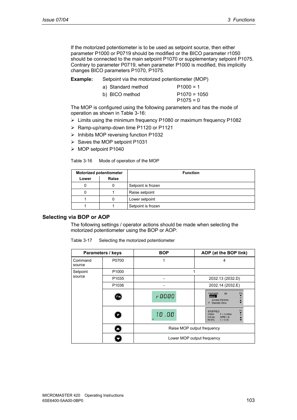 Siemens MICROMASTER 420 User Manual | Page 103 / 190