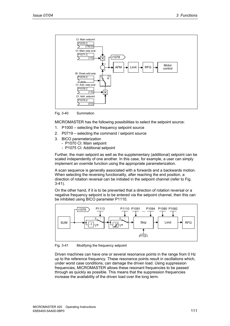 Siemens MICROMASTER 420 User Manual | Page 111 / 190