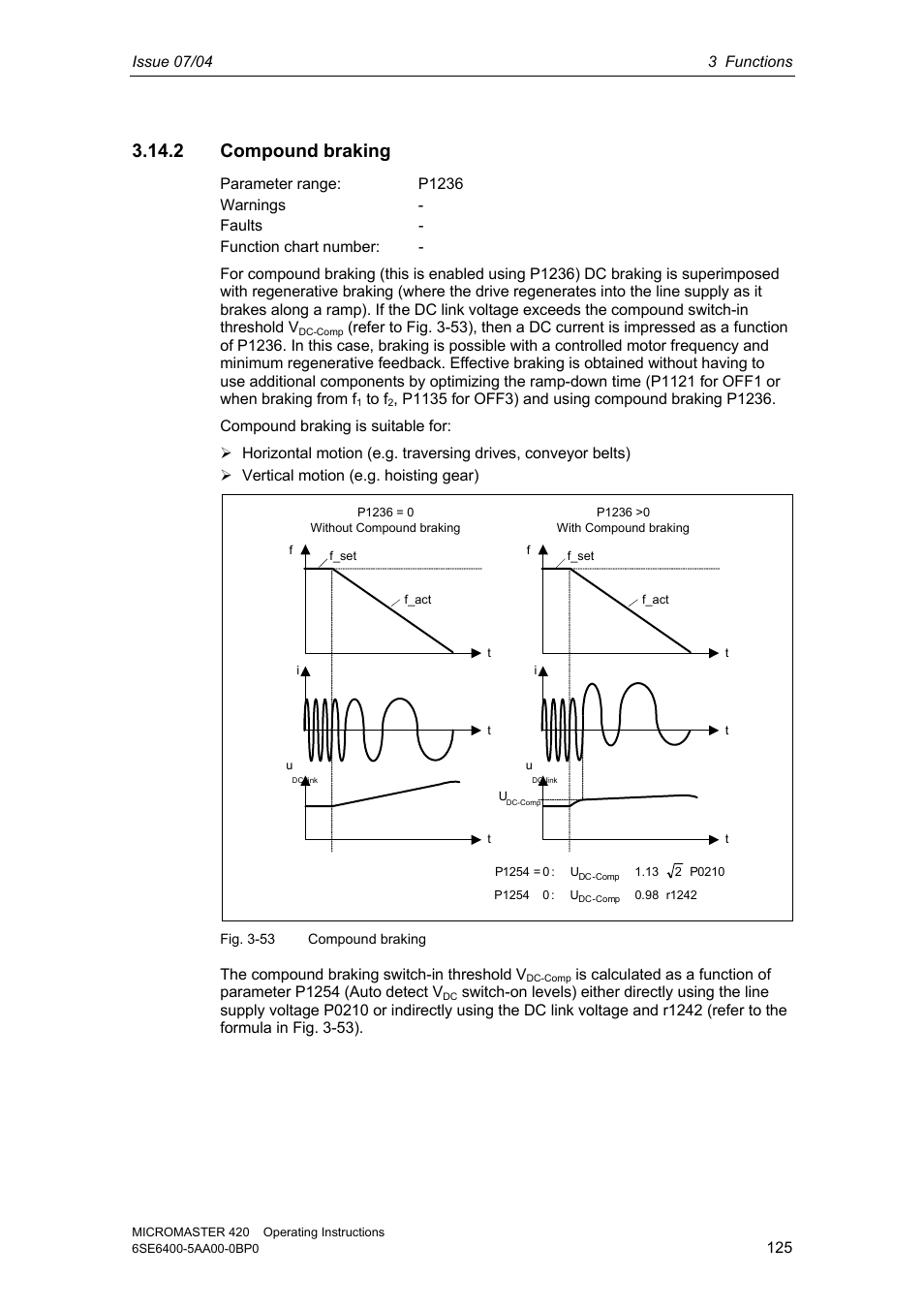 2 compound braking | Siemens MICROMASTER 420 User Manual | Page 125 / 190