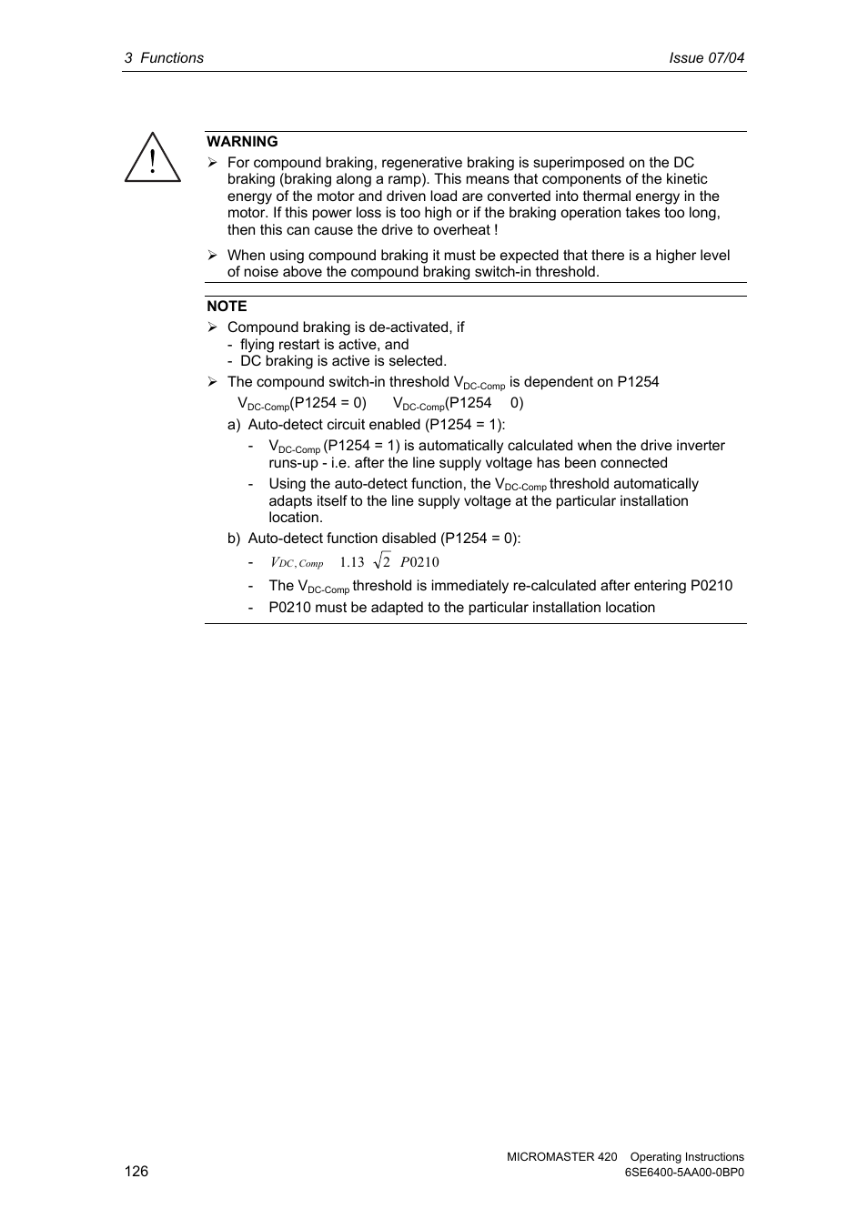 Siemens MICROMASTER 420 User Manual | Page 126 / 190