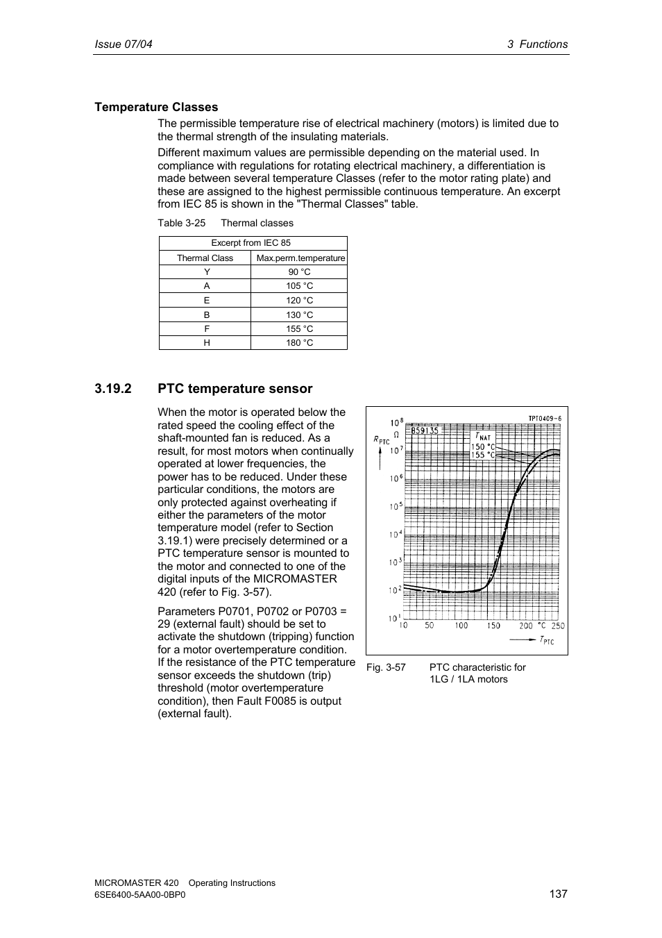 2 ptc temperature sensor | Siemens MICROMASTER 420 User Manual | Page 137 / 190