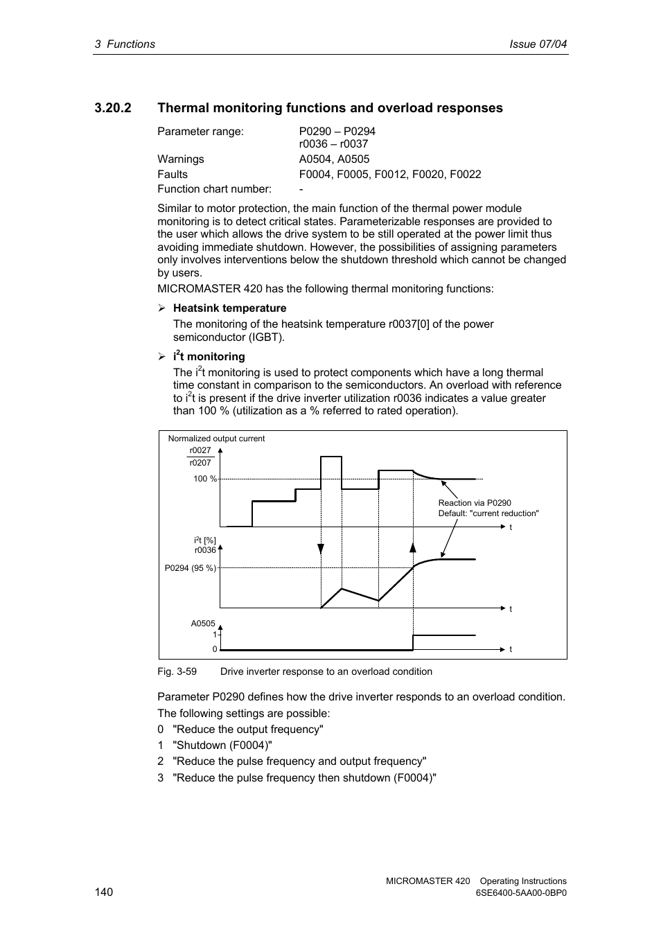 Siemens MICROMASTER 420 User Manual | Page 140 / 190