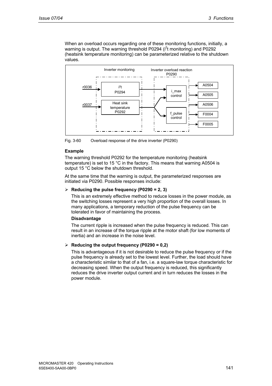 Siemens MICROMASTER 420 User Manual | Page 141 / 190