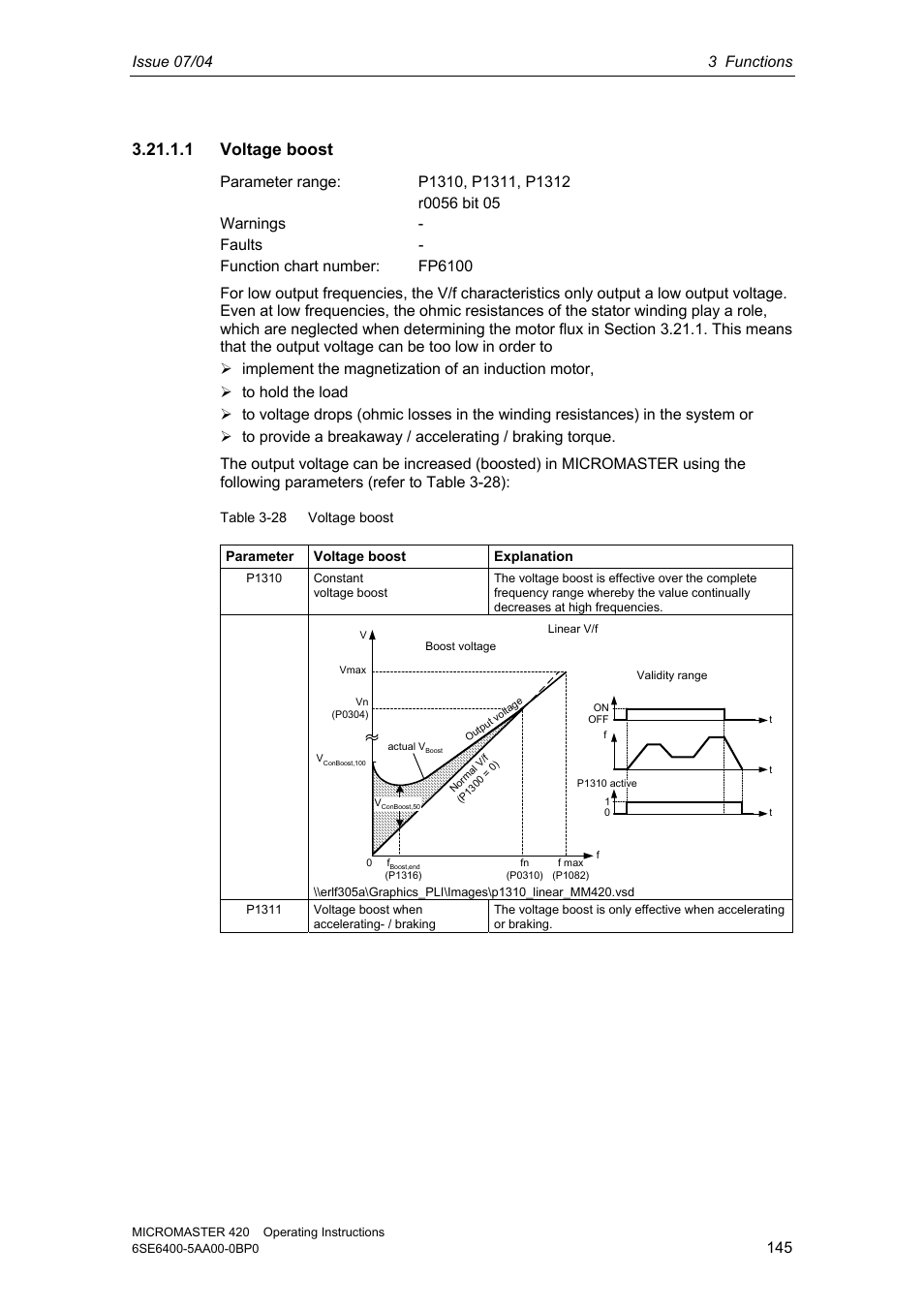 1 voltage boost | Siemens MICROMASTER 420 User Manual | Page 145 / 190