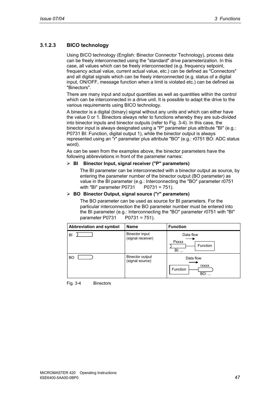 3 bico technology | Siemens MICROMASTER 420 User Manual | Page 47 / 190