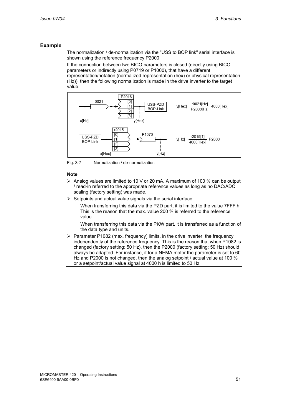 Example | Siemens MICROMASTER 420 User Manual | Page 51 / 190