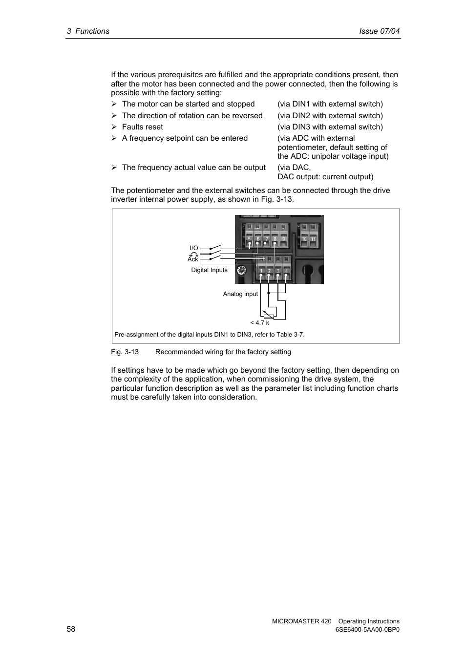 Siemens MICROMASTER 420 User Manual | Page 58 / 190