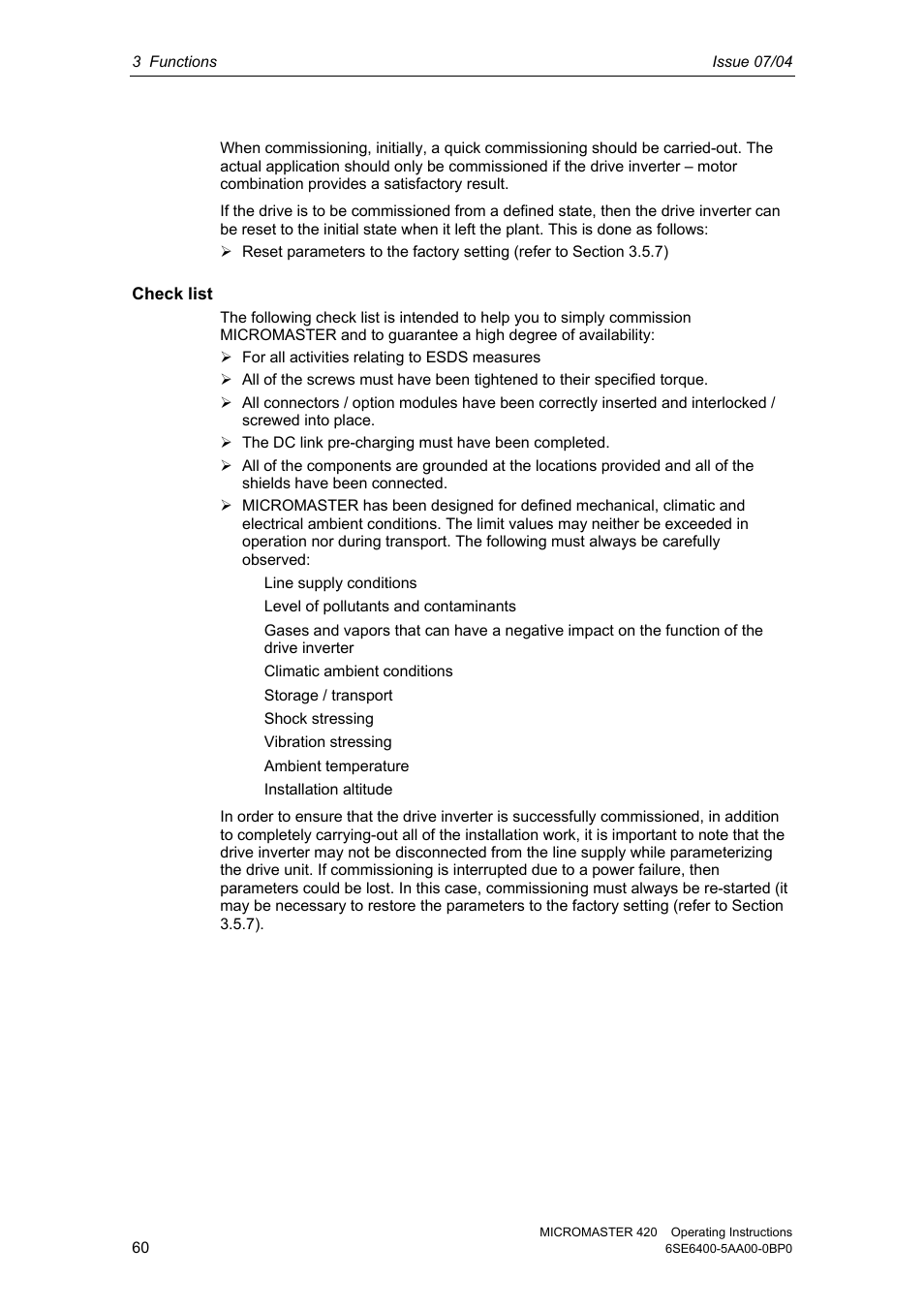 Siemens MICROMASTER 420 User Manual | Page 60 / 190