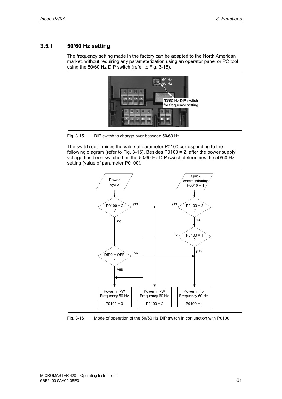 1 50/60 hz setting | Siemens MICROMASTER 420 User Manual | Page 61 / 190