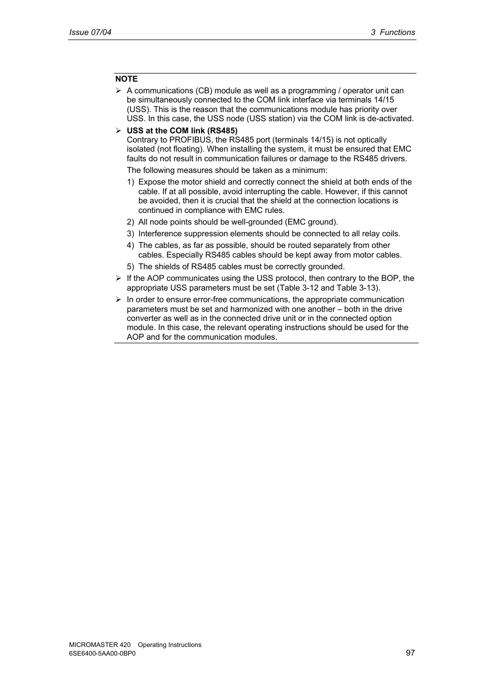 Siemens MICROMASTER 420 User Manual | Page 97 / 190