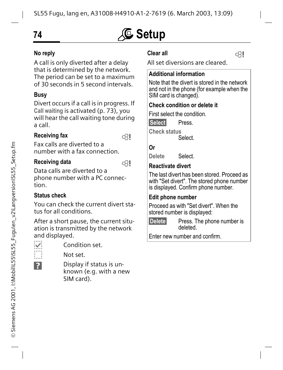 Msetup | Siemens Gigaset SL55 User Manual | Page 75 / 144