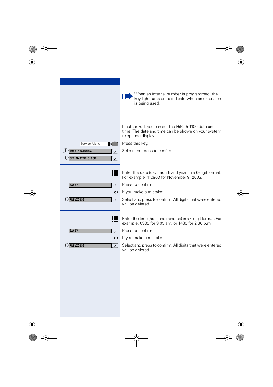 Date and time settings | Siemens HIPATH 1190 User Manual | Page 105 / 127