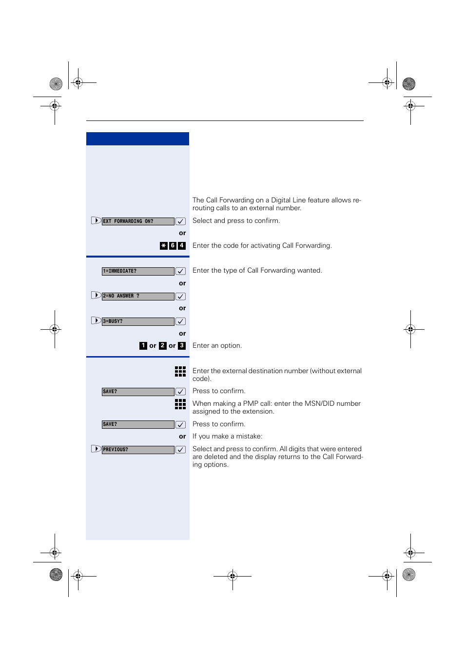 Special functions for isdn lines, Call forwarding on a digital line | Siemens HIPATH 1190 User Manual | Page 106 / 127