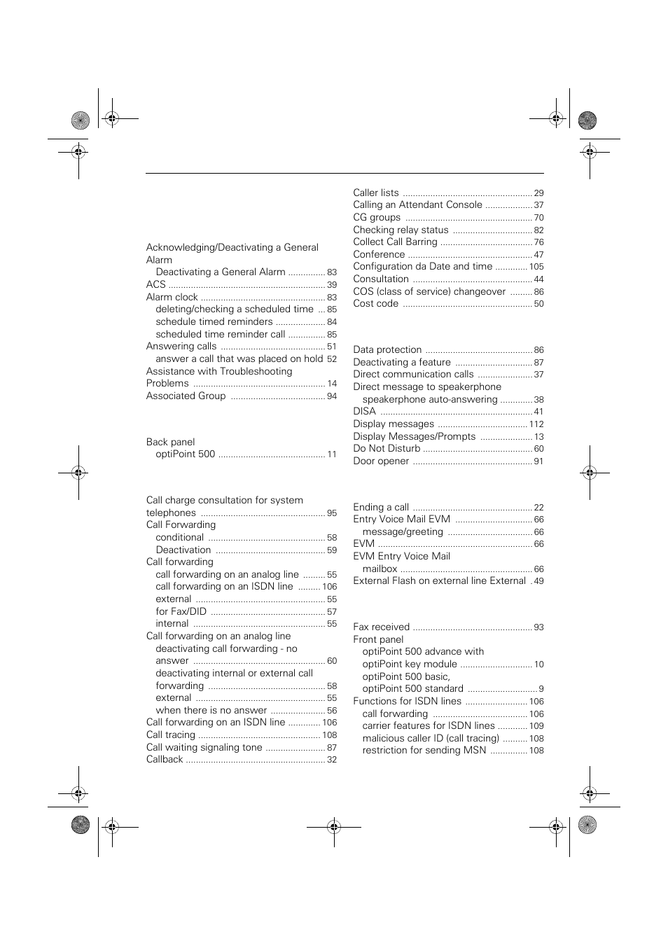 Index | Siemens HIPATH 1190 User Manual | Page 113 / 127