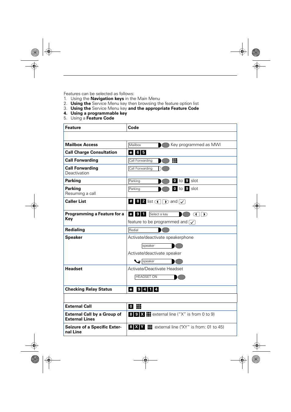Features, System telephone features, Seizure of an external line | Siemens HIPATH 1190 User Manual | Page 119 / 127