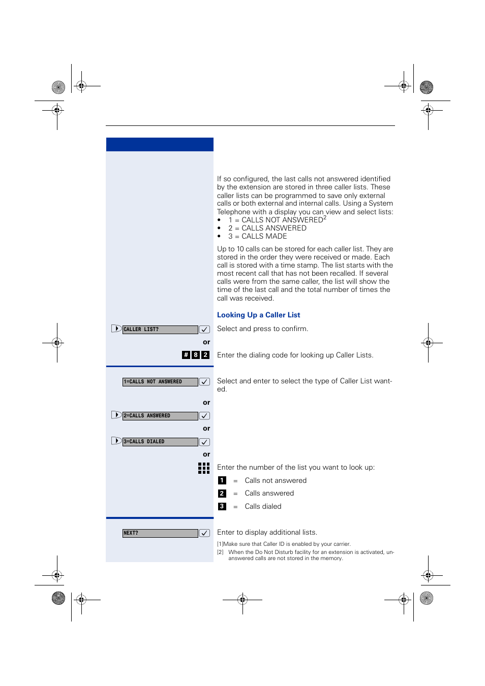 Caller lists | Siemens HIPATH 1190 User Manual | Page 29 / 127