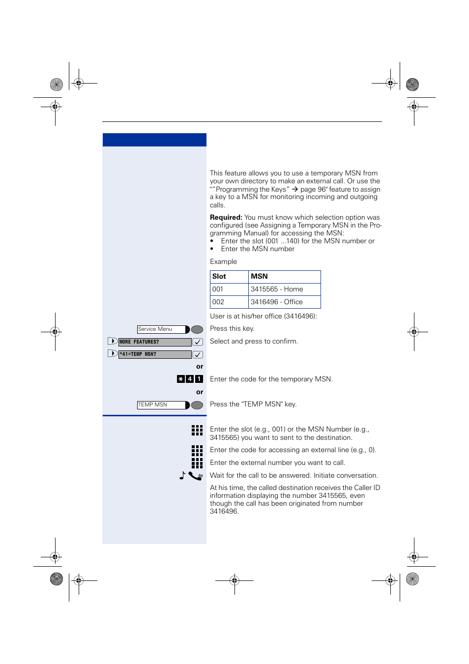 Using a temporary msn to make a call | Siemens HIPATH 1190 User Manual | Page 43 / 127