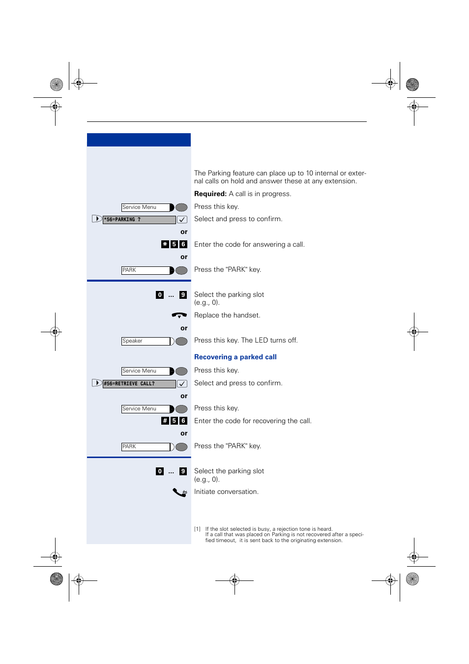 Parking | Siemens HIPATH 1190 User Manual | Page 48 / 127