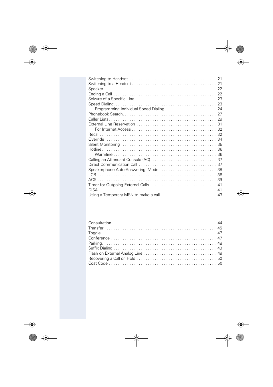 Features used during call | Siemens HIPATH 1190 User Manual | Page 5 / 127