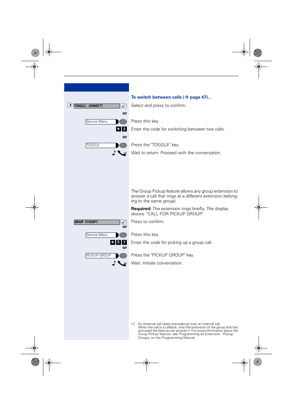 Pickup, Group | Siemens HIPATH 1190 User Manual | Page 53 / 127