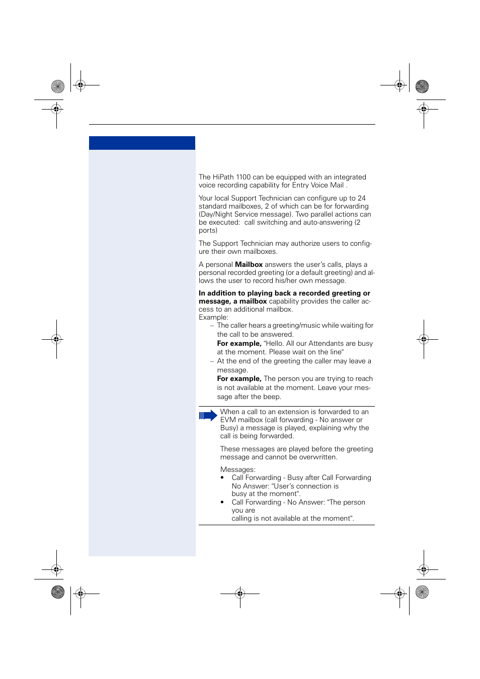 Entry voice mail (evm) | Siemens HIPATH 1190 User Manual | Page 66 / 127