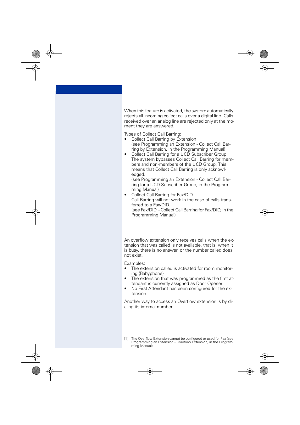 Collect call barring, Overflow extension, Collect call barring overflow extension | Siemens HIPATH 1190 User Manual | Page 76 / 127