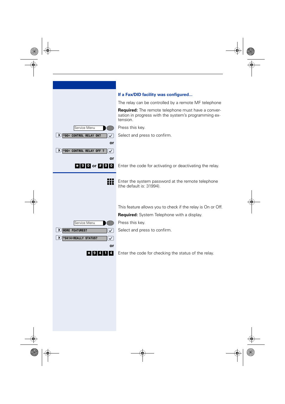 Relay status check | Siemens HIPATH 1190 User Manual | Page 82 / 127