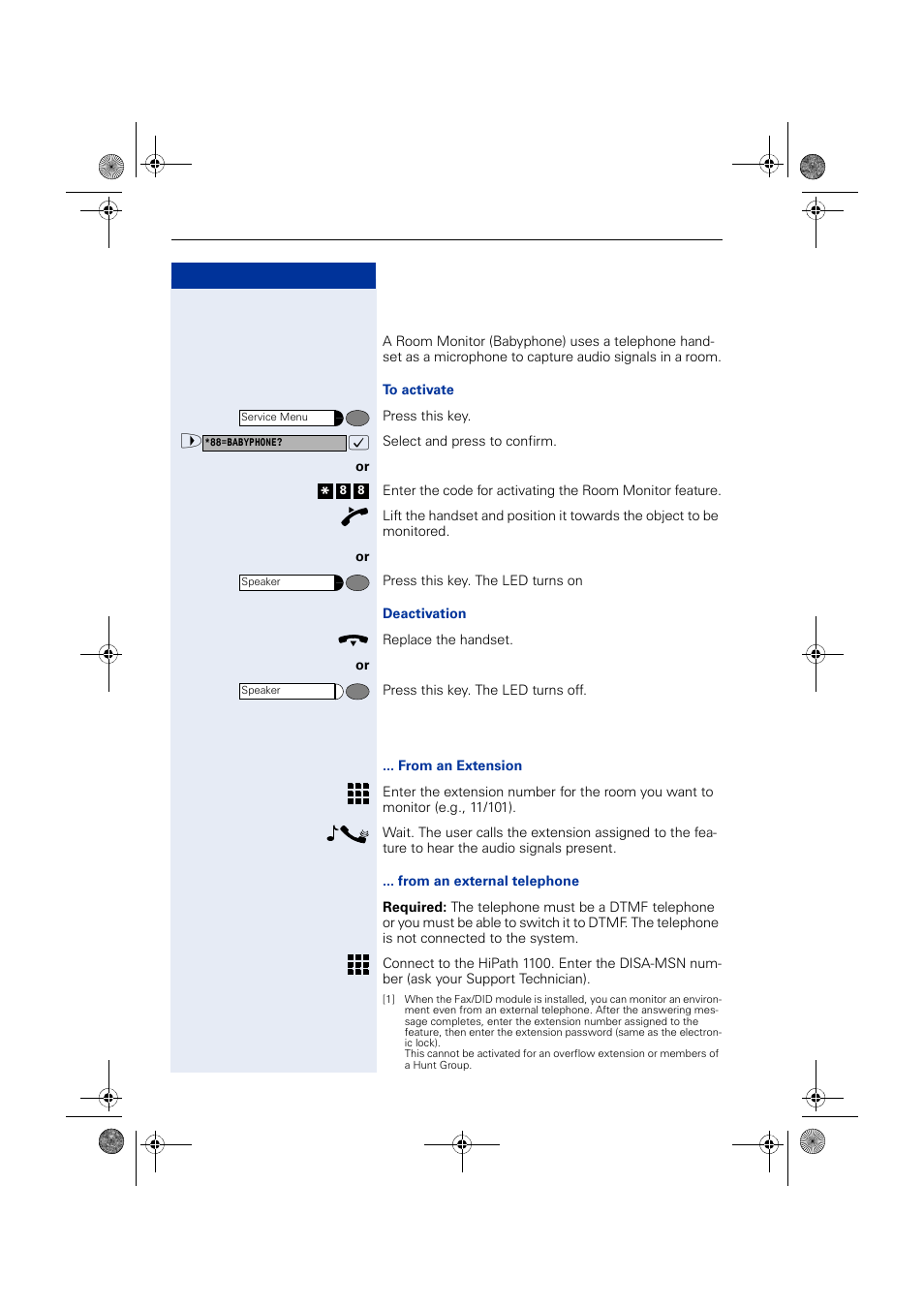 Room monitor | Siemens HIPATH 1190 User Manual | Page 88 / 127